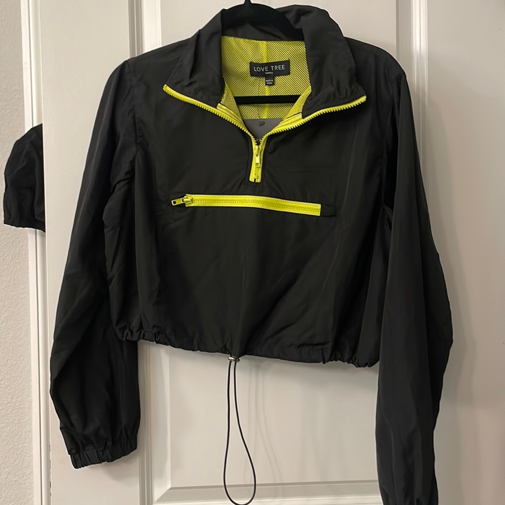 JLUXLABEL black/green track crop jacket S
